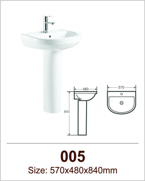 Lavabo sứ chân đứng Việt Mỹ 005