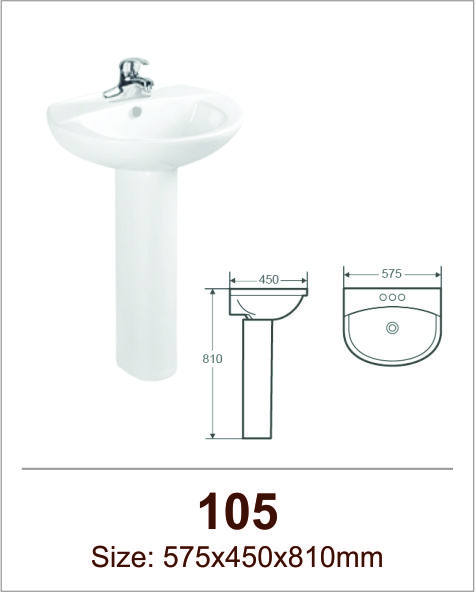 Lavabo sứ chân đứng Việt Mỹ 105