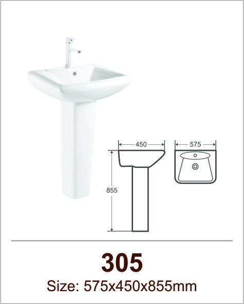 Lavabo sứ chân đứng Việt Mỹ 305