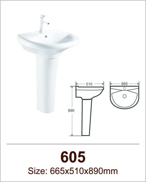 Lavabo sứ chân đứng Việt Mỹ 605