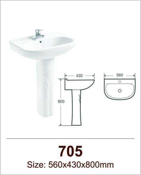 Lavabo sứ chân đứng Việt Mỹ 705