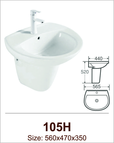 Lavabo sứ chân treo Việt Mỹ 105H