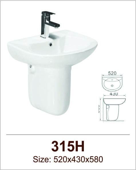 Lavabo sứ chân treo Việt Mỹ 315H