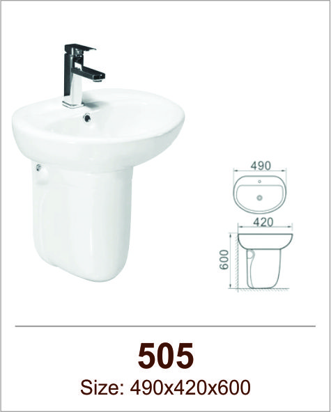 Lavabo sứ chân treo Việt Mỹ 505