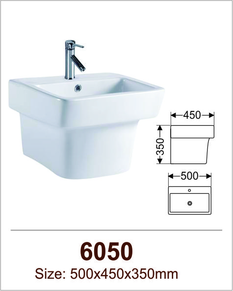 Lavabo sứ chân treo Việt Mỹ 6050