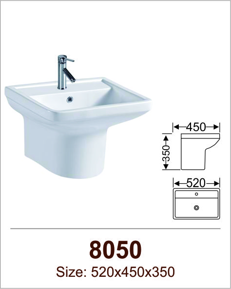 Lavabo sứ chân treo Việt Mỹ 8050