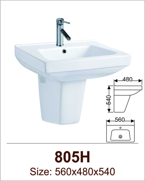 Lavabo sứ chân treo Việt Mỹ 805H