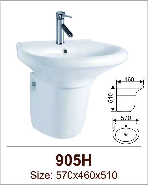 Lavabo sứ chân treo Việt Mỹ 905H