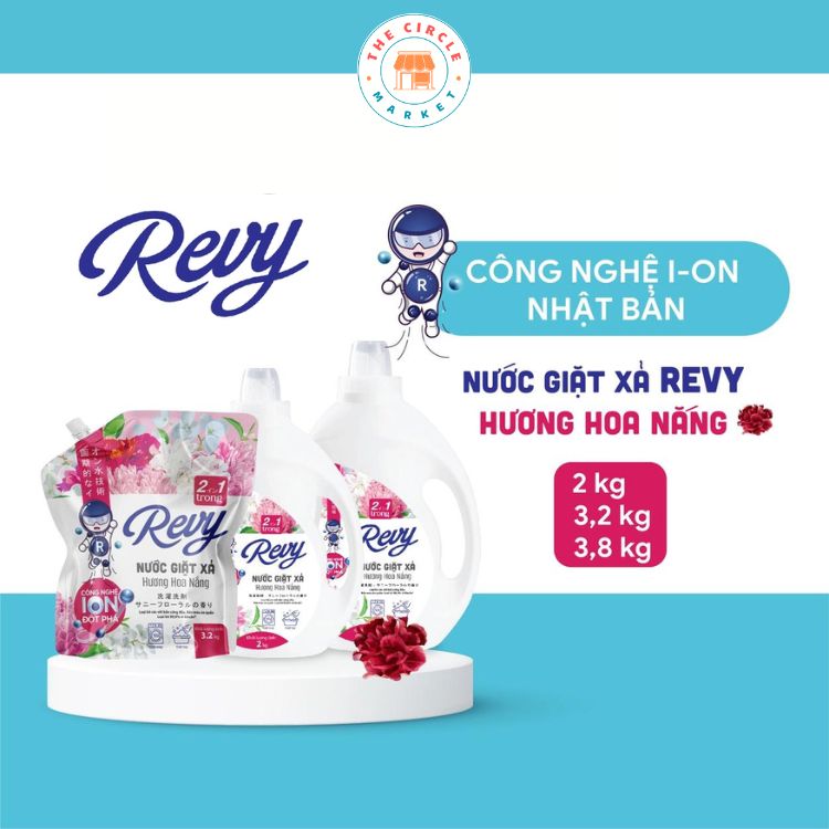 Nước Giặt Xả 2 trong 1 Revy Hương Hoa Nắng (Túi tiết kiệm 3.2kg)