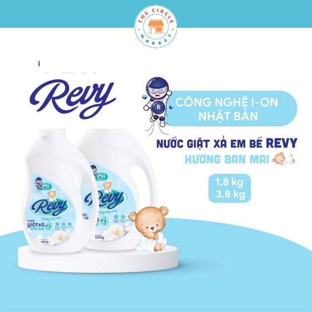 Nước giặt xả 2 trong 1 em bé Revy 1.8kg - Công nghệ ion Nhật Bản Hoa Ban Mai