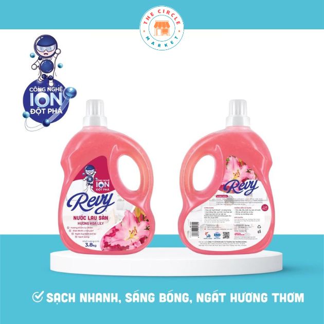 Nước lau sàn Revy công nghệ Ion Nhật Bản - chai 3.8Kg - hương hoa lily