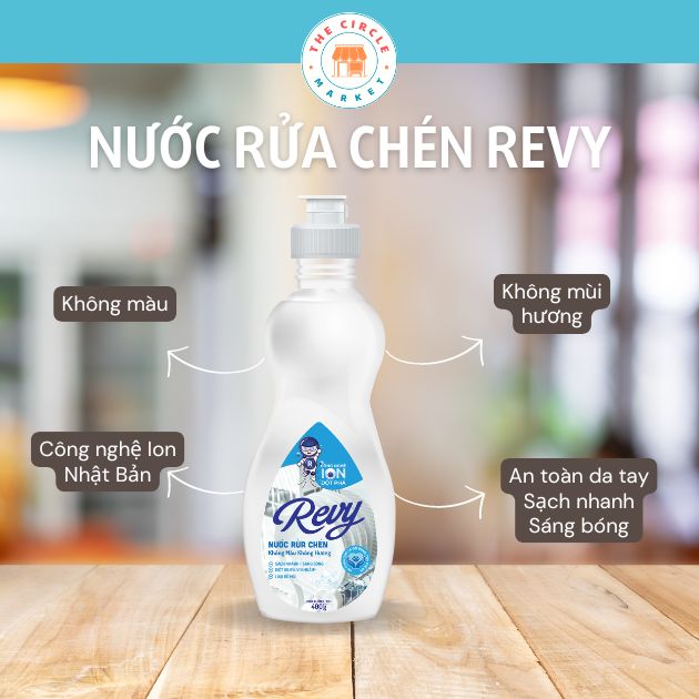 Nước rửa chén Revy không màu không hương 400g