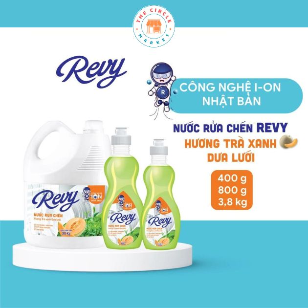 Nước rửa chén Revy hương trà xanh dưa lưới Can 20Kg