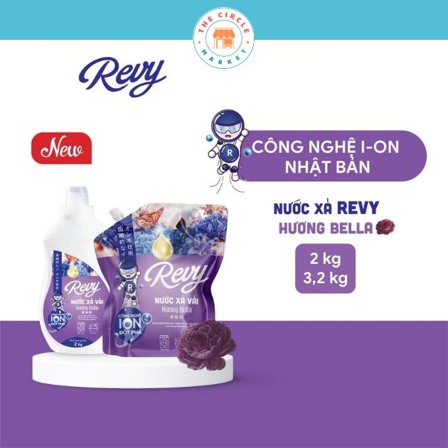 Nước xả vải Revy - Hương Bella Túi tiết kiệm 3,2kg