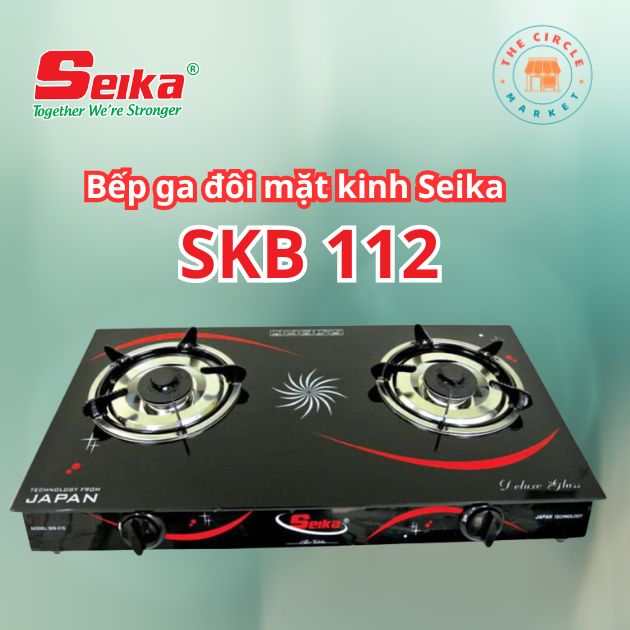 Bếp Gas Đôi Mặt Kính Seika (Sen Nhôm) SKB112 – Hàng Chính Hãng