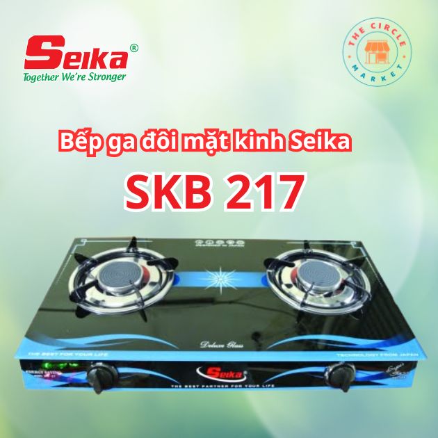 Bếp Gas Đôi Mặt Kính Seika (Sen Hồng Ngoại) SKB217