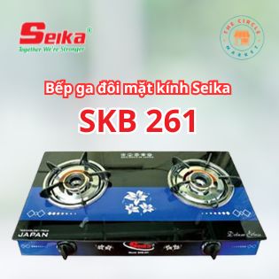 Bếp Gas Đôi Mặt Kính Seika (Sen Vàng) SKB261 – Chính Hãng