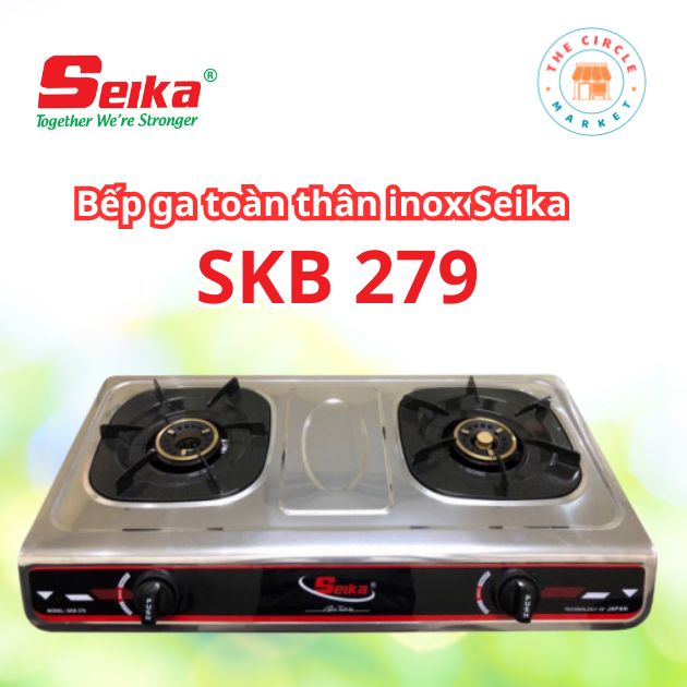 Bếp Gas Đôi Toàn Thân Inox Seika ( Có Đầu Hâm) SKB279