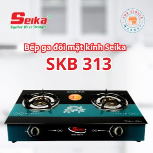 Bếp Gas Đôi Mặt Kính Seika (Sen Đồng Ø 78) SKB313