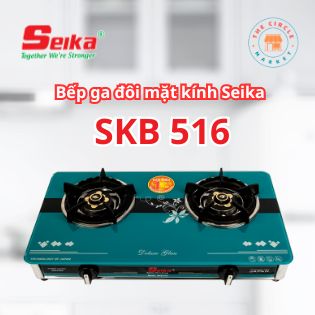 Bếp Gas Đôi Mặt Kính Seika (Sen Đồng Ø 82) SKB516