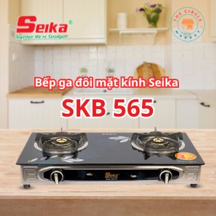 Bếp Gas Đôi Mặt Kính Seika (Sen Đồng – phi 82) SKB565 – Hàng Chính Hãng