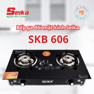 Bếp Gas Đôi Mặt Kính Seika (Sen Inox) SKB606 - Chính hãng