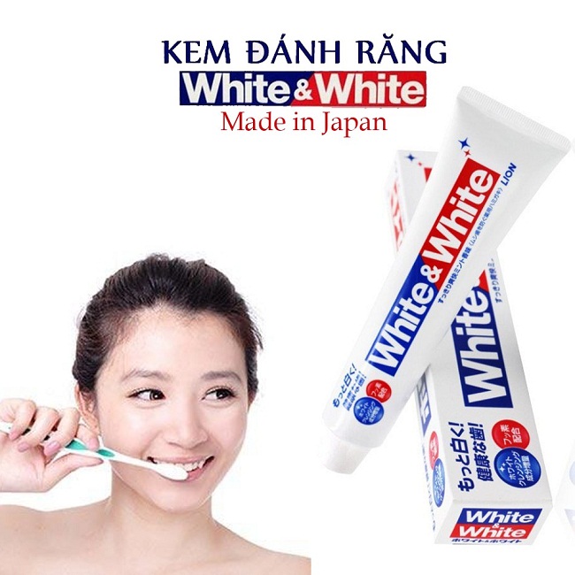 Kem đánh răng Lion White & White 150g Nhật Bản