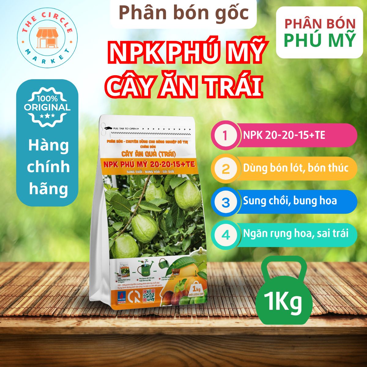 Phân Bón NPK Đạm Phú Mỹ Cho Cây Ăn Quả 20-20-15+TE túi 1Kg