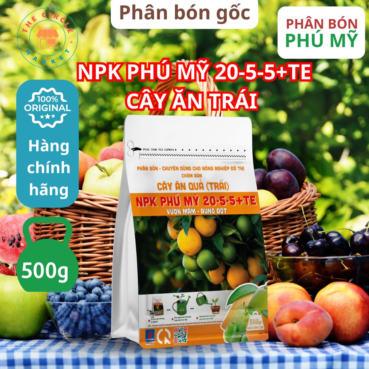 Phân Bón NPK Đạm Phú Mỹ Cho Cây Ăn Quả 20-5-5+TE túi 500g