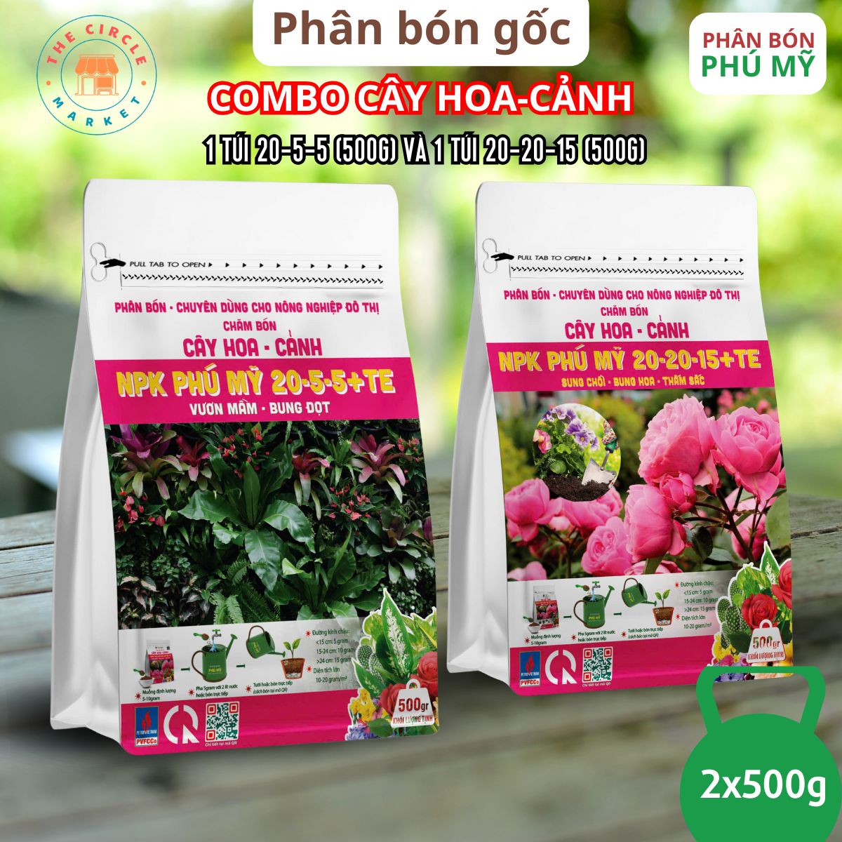 Combo 2 túi phân Đạm Phú Mỹ cho cây hoa cảnh (500g và 500g)