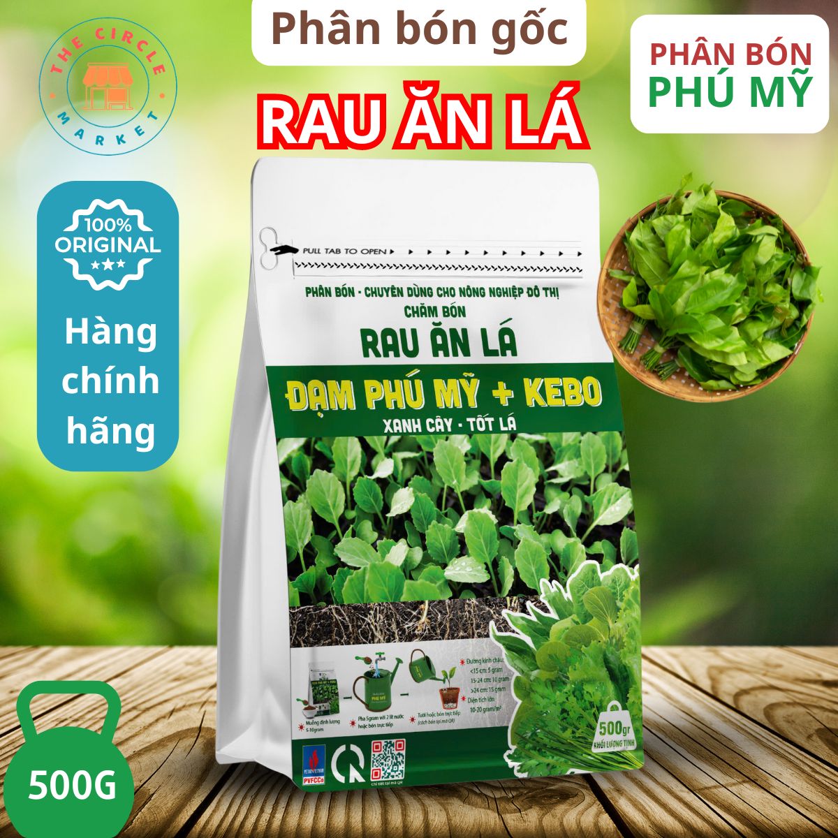 Phân Đạm Phú Mỹ + KEBO cho rau ăn lá túi 500g