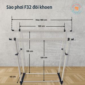 Sào phơi lắp ghép F32 đôi khoen