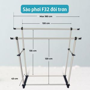 Sào phơi lắp ghép F32 đôi trơn