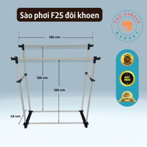 Sào phơi quần áo inox ống Phi 25 - Loại đôi khoen