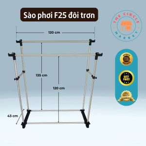 Sào phơi quần áo inox ống Phi 25 - Loại đôi trơn