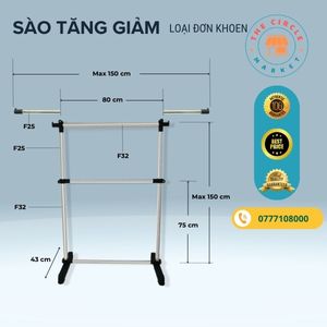 Sào phơi quần áo tăng giảm 2 chiều đơn khoen