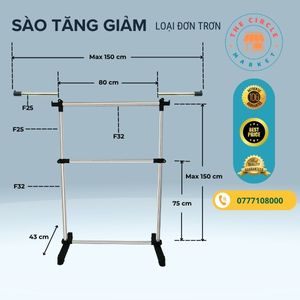 Sào phơi quần áo tăng giảm 2 chiều đơn trơn