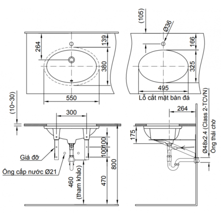 Bản vẽ bồn rửa mặt lavabo INAX L-2216V